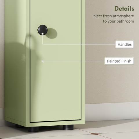 kleankin Slim Bathroom Cabinet, Toilet Roll Storage w/ Open Shelves, Green