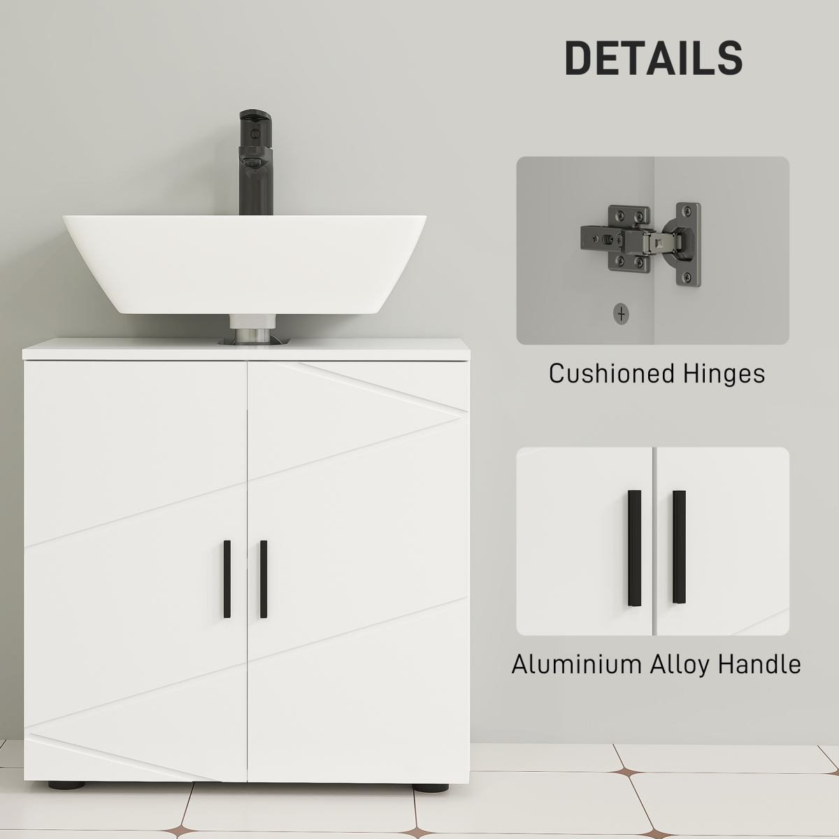 kleankin Bathroom Vanity Unit, Under Sink Cabinet with Shelf, White
