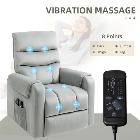 HOMCOM Power Lift Chair, Rise and Recliner Chair with Remote Control, Grey
