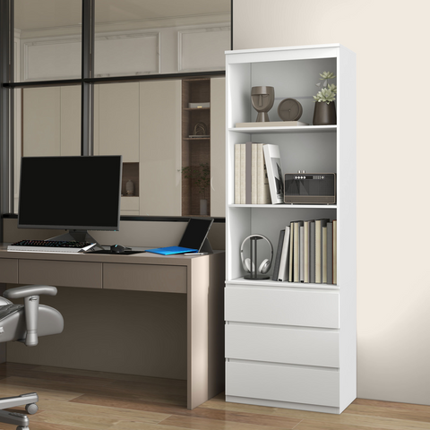 HOMCOM 180cm Tall Bookshelf Free Standing Storage Shelf Unit with Storage White