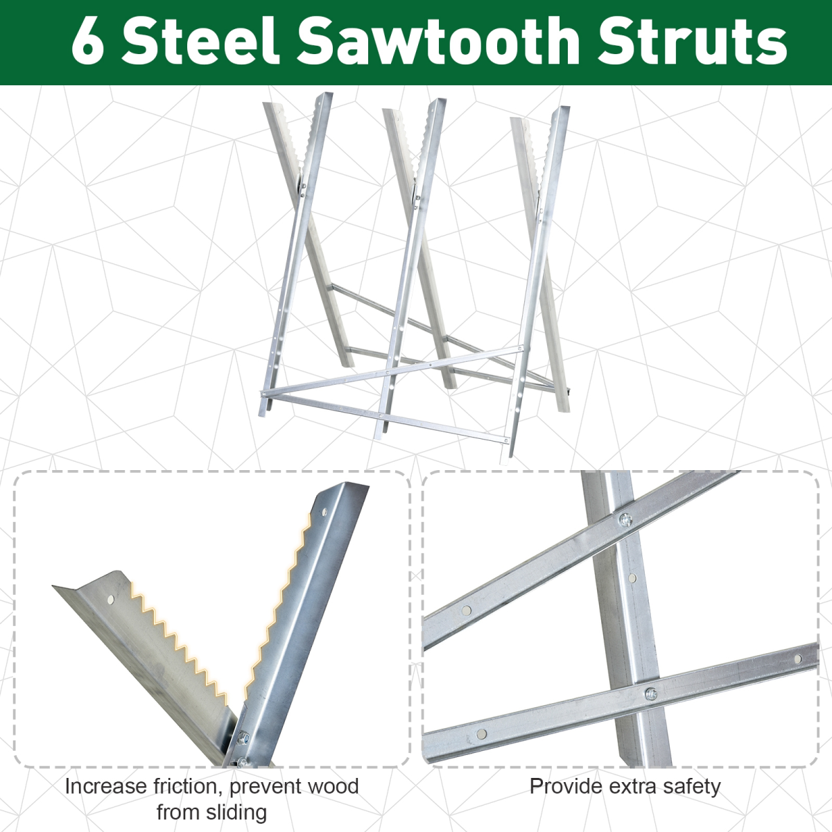 DURHAND Saw Horse Steel Support Heavy Duty Foldable Design Sawtooth, Silver