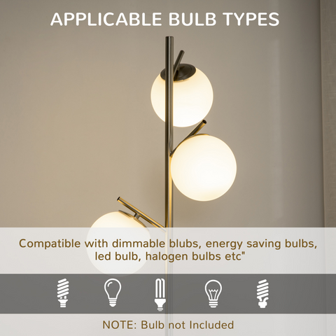 Modern Floor Lamp for Living Room Bedroom, 3 Light Tree Standing Lamp, Silver