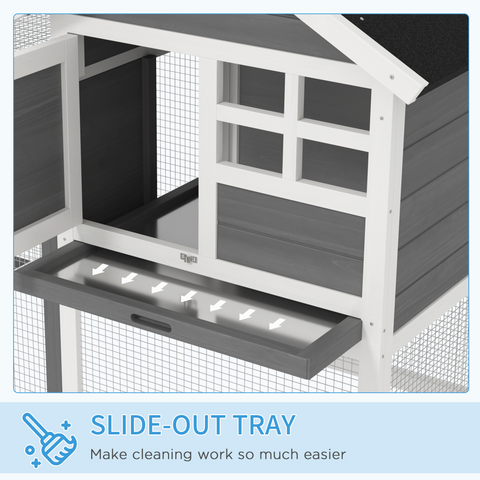 122cm Wooden Rabbit Hutch Bunny Cage Pet House with Tray Ladder Run Pawhut