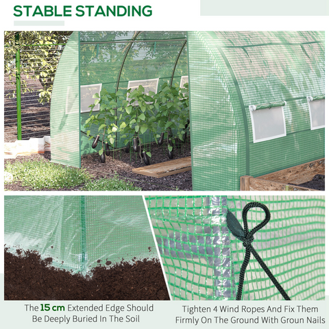 3 x 3 x 2 m Polytunnel Greenhouse Pollytunnel Tent w/ Steel Frame Green