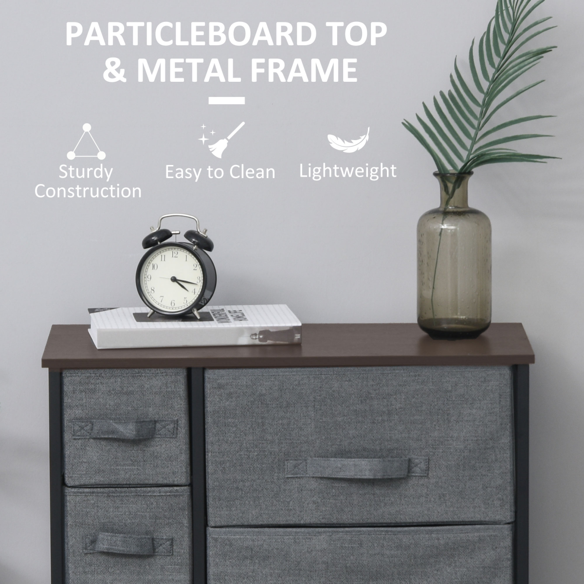 HOMCOM Chest of Drawers with 7 Dresser Drawers for Home Bedroom, Dark Grey