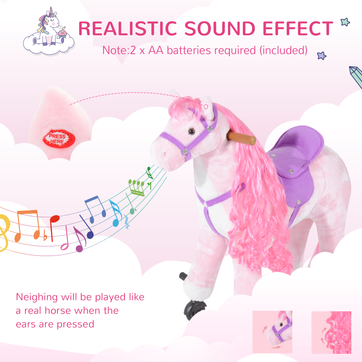Child Mechanical Walking Ride on Horse Toy Plush Walk Pony Sound