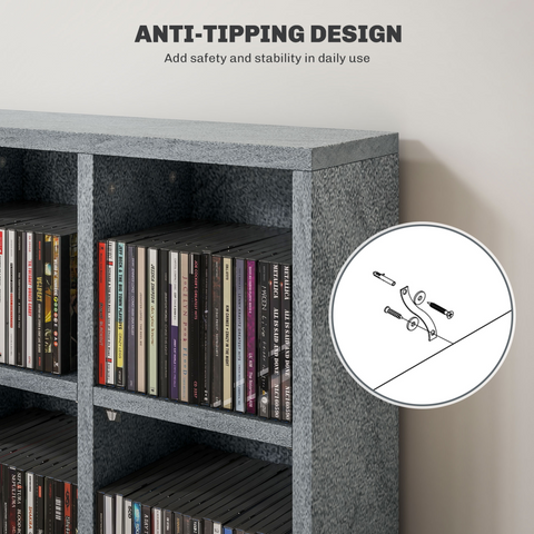 HOMCOM DVD CD Media Storage Rack, Video Display Unit, 89 x 130.5 cm, Grey