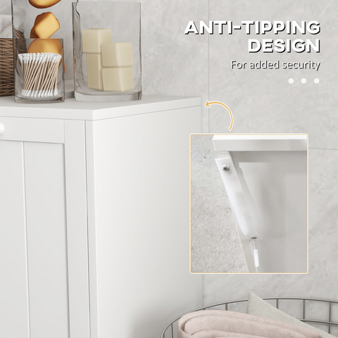 kleankin Tilt-out Laundry Storage Cabinet with 2 Compartment Hampers, White