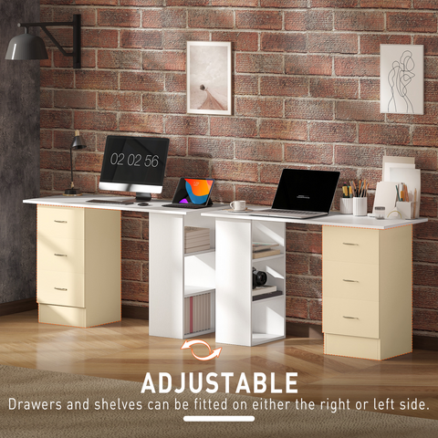 HOMCOM 120cm Computer Desk PC Table Workstation w/ 3 Shelf & Drawers White