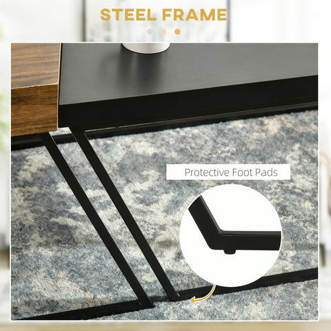 HOMCOM Coffee Table Set of 2, Coffee Tables with Steel Frame for Living Room