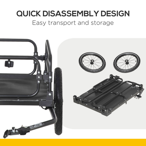 HOMCOM Bike Trailer Wagon Bicycle Cargo Trailer with Suspension, 2 Wheels, Black