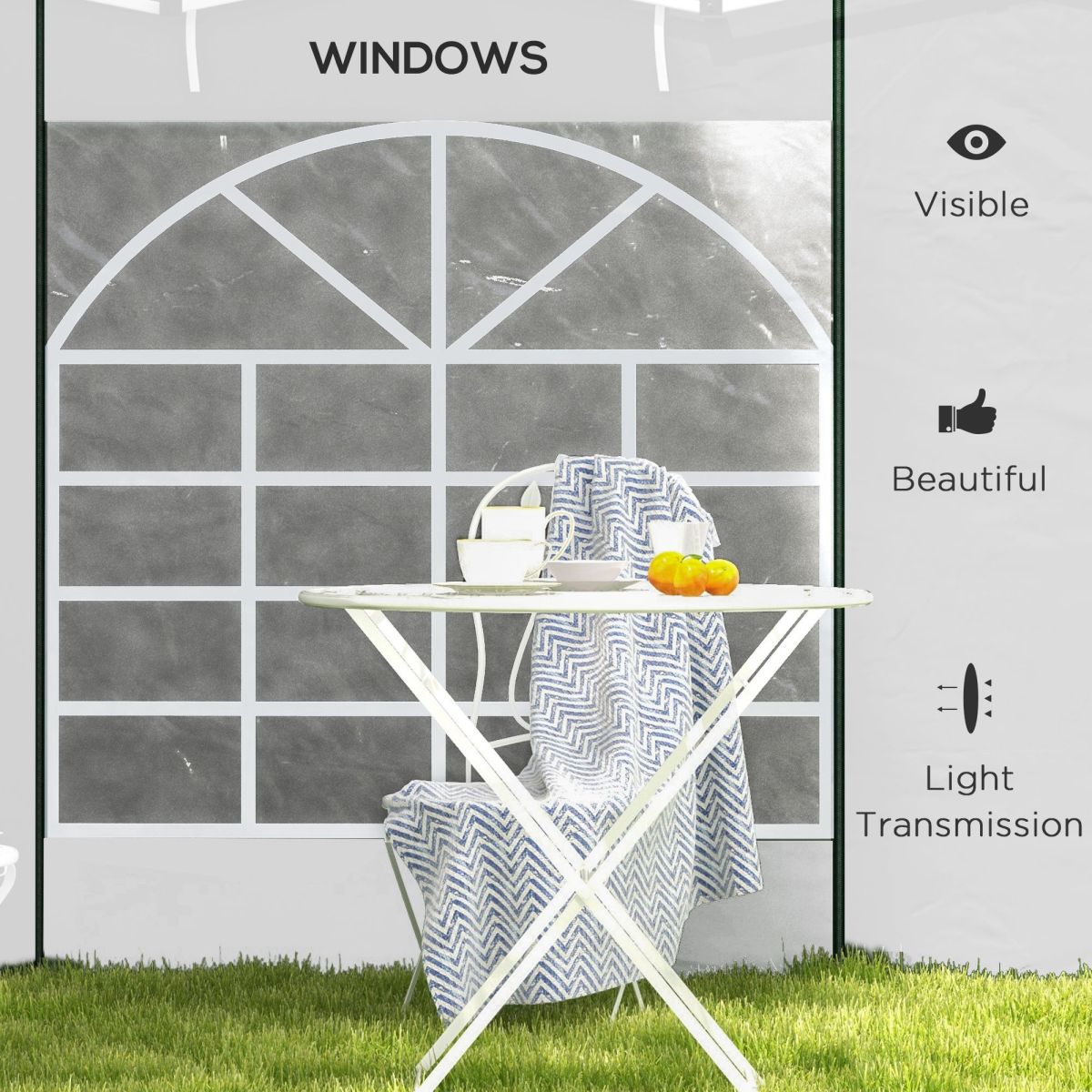 Outsunny 3x3(m) or 3x6m Pop Up Gazebo Side Panels Replacement, 2 Pack, White