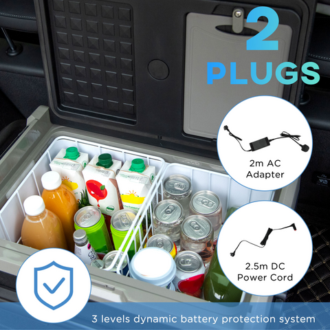 50L Car Refrigerator 12V Portable Freezer w/ Inner LED Light, Wheels Outsunny