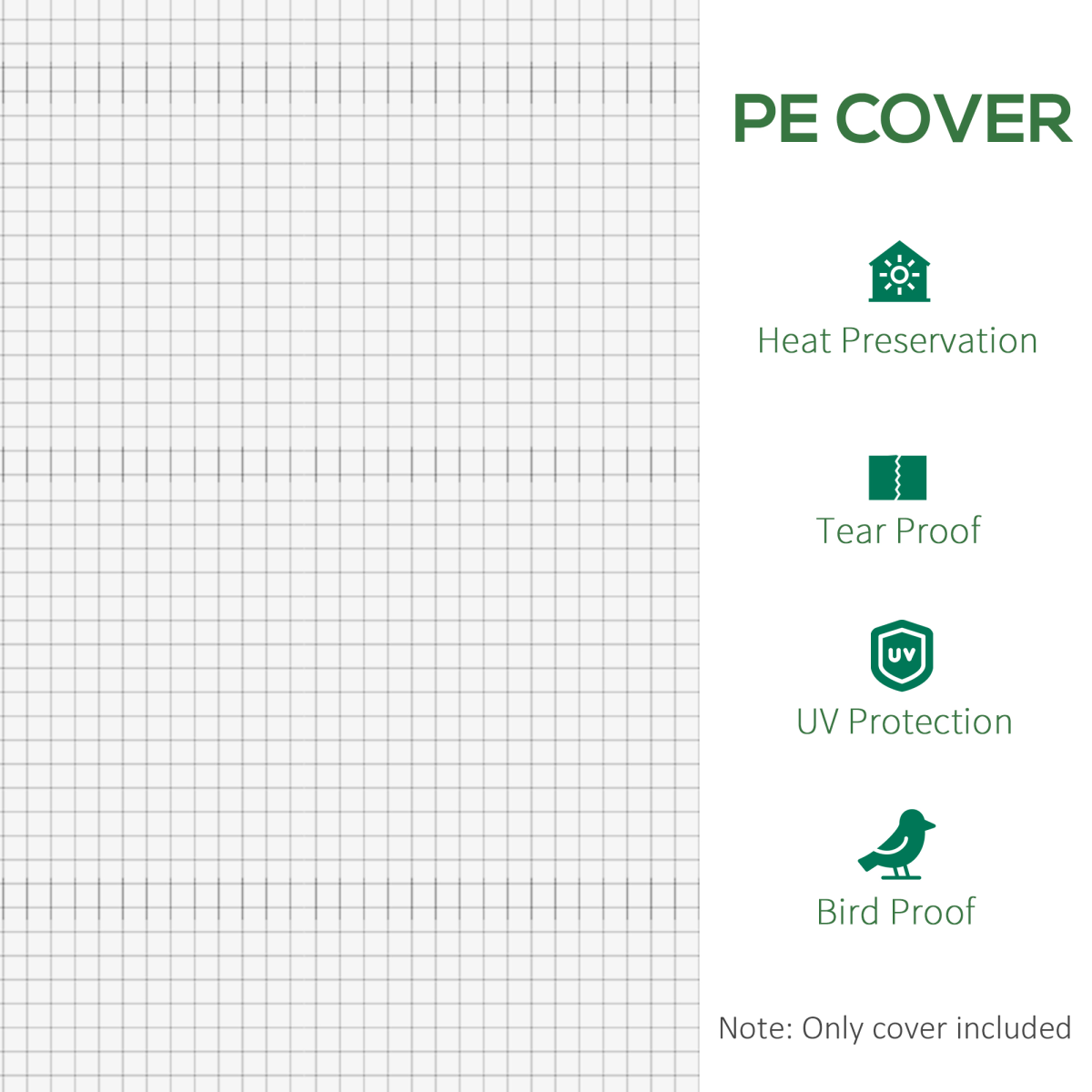 Outsunny 6x3x2m Greenhouse Replacement Cover ONLY for Tunnel Greenhouse White