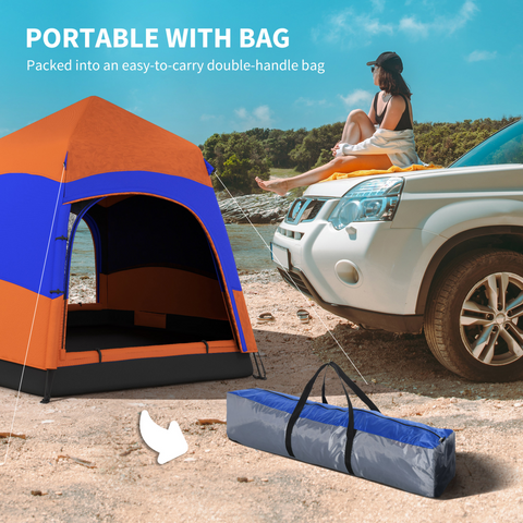 4 Person Pop Up Tent Camping Festival Hiking Shelter Family Portable Outsunny
