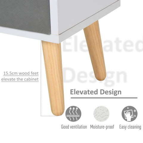 70 x 56cm Freestanding 4 Cube Storage Cabinet Unit Bookcase w/ 2 Drawer