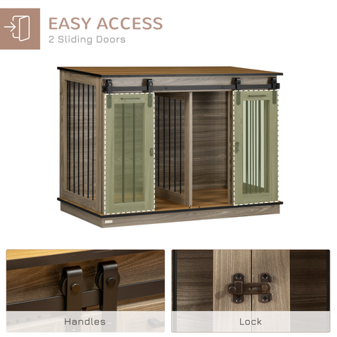 PawHut Dog Crate for Large Dogs, Double Dog Cage for Small Dog, Oak Tone