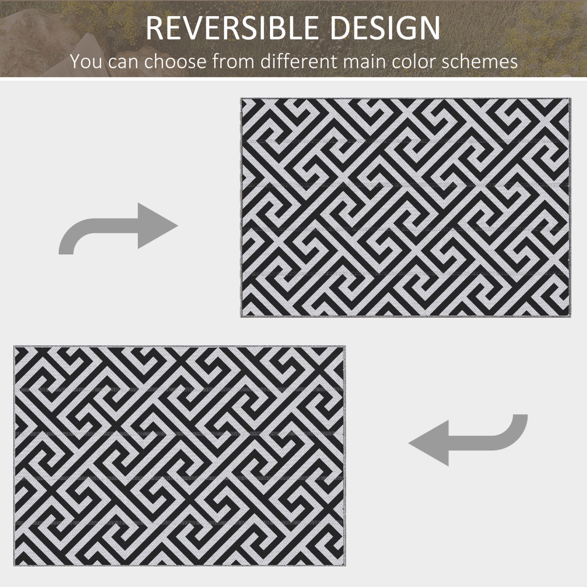 121x182cm Reversible Outdoor Rug Portable Plastic Straw RV  Outsunny