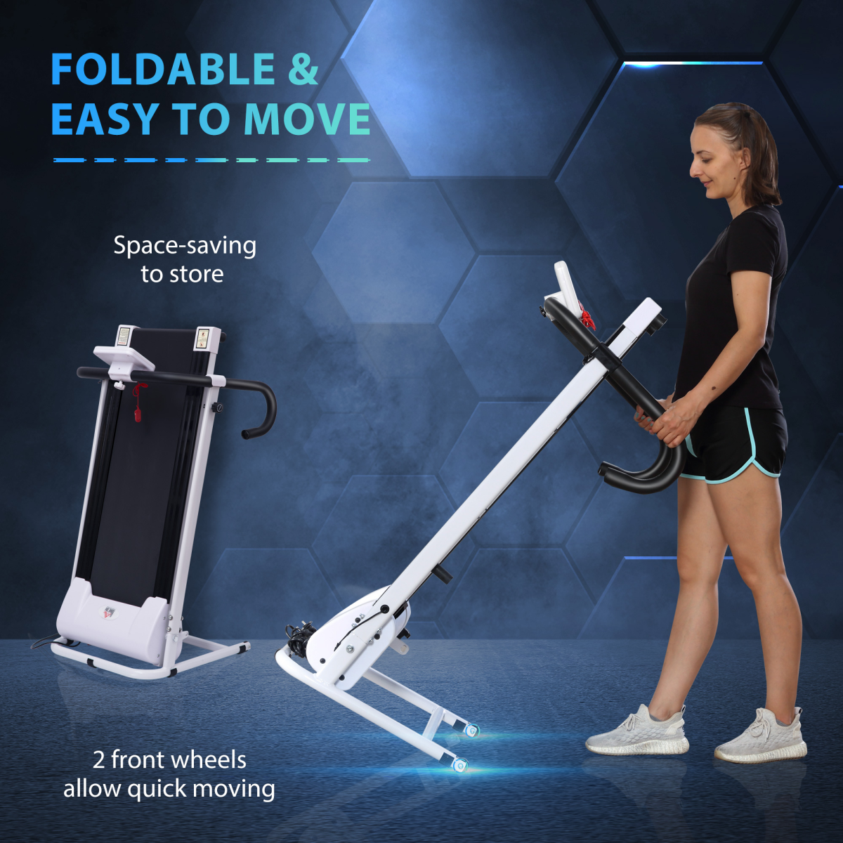 1-10Km/h Folding Treadmill Home Running Fitness Machine Safety Stopper HOMCOM