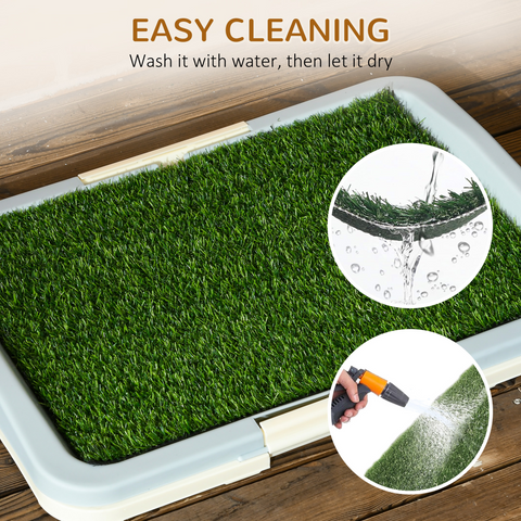 PawHut Dog Toilet Indoor w/ Artificial Grass, Grid Panel, Tray, 46.5 x 34cm