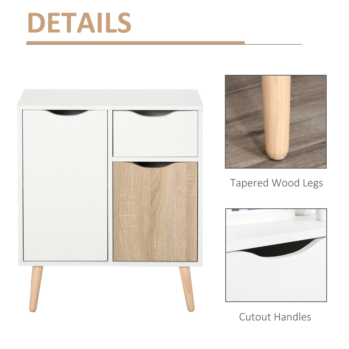 Floor Cabinet Storage Cupboard Sideboard with Drawer for Bedroom, Living Room