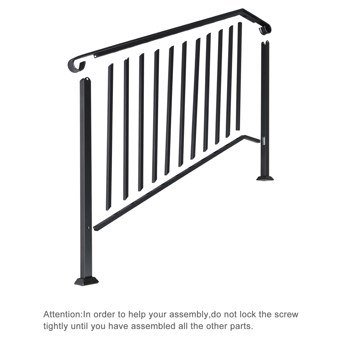 [Same Code：81504920  40310676]Artisasset Matte Black Outdoor 4 Level Iron Handrail