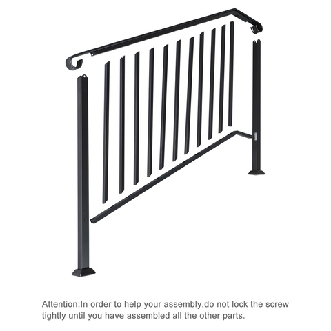 [Same Code：81504920  40310676]Artisasset Matte Black Outdoor 4 Level Iron Handrail