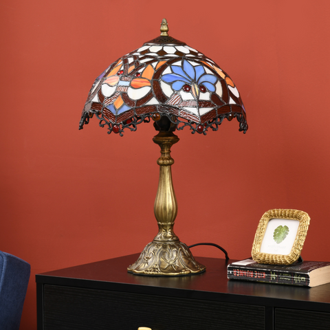 HOMCOM Antique Table Lamp, for Bedroom Bedside, Bulb not Included, Sunflower
