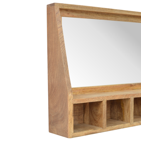 Artisan Furniture Solid Wood 5 Slot Floating Unit with Mirror, Beige