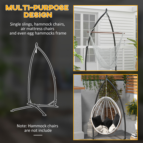 Outsunny Hammock Chair Stand Metal Frame Hammock Stand Only with Chian, Black
