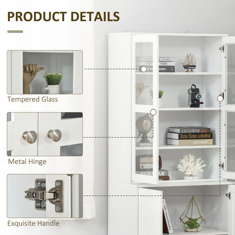 Modern Bookcase Display Storage Cabinet w/ Doors Adjustable Shelves