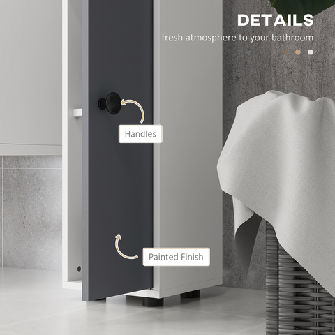 kleankin Slim Bathroom Cabinet, Toilet Roll Storage w/ Open Shelves, Grey