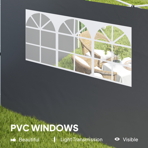 Outsunny Gazebo Replacement Exchangeable Wall Panels w/  Window, Dark Grey