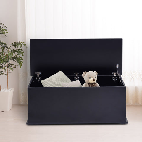 HOMCOM Ottoman Storage Box Chest Cabinet Keepsake With Lid Chipboard Black