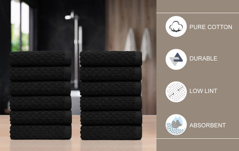 COTTON CRAFT Euro Spa Waffle Wash Cloth - Set of 12 Luxury Pure Ringspun Cotton Waffle Weave Bathroom Face Towel