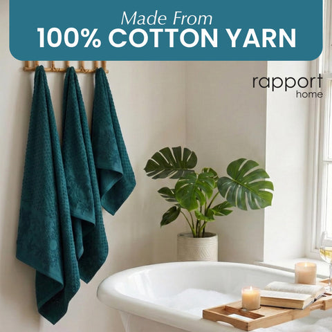 Rapport Home Versailles Jacquard 6-Piece Towel Bale | Luxurious 100% Cotton 500GSM Bathroom Set for Soft Absorbent Comfort and Elegant Style