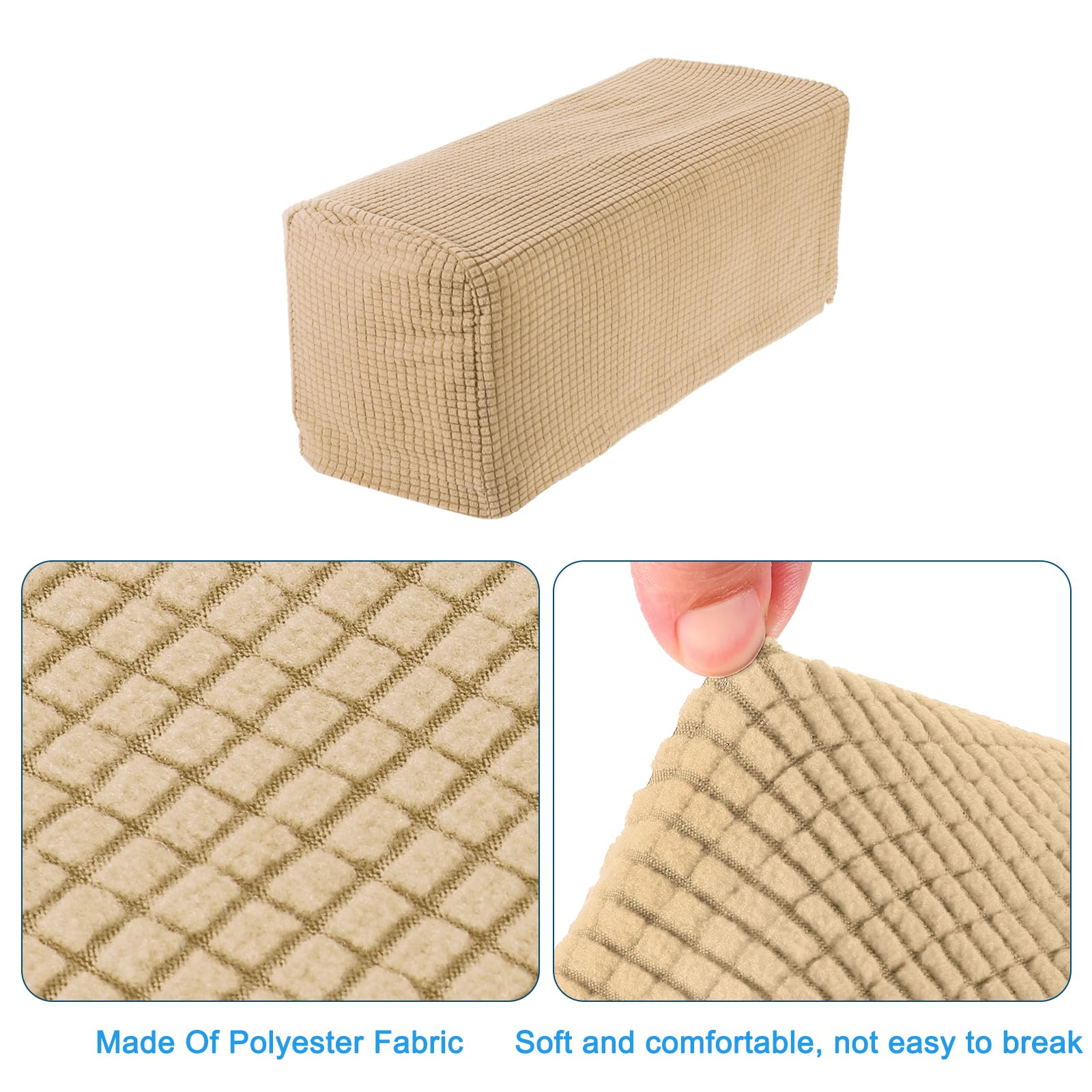 sourcing map 2pcs Stretch Armrest Covers for Chairs/Sofas, Couch Arm Covers with Twist Pin, Furniture Protector Slipcovers Khaki
