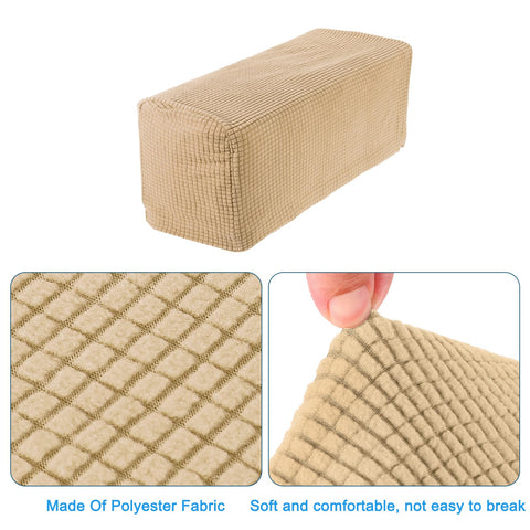 sourcing map 2pcs Stretch Armrest Covers for Chairs/Sofas, Couch Arm Covers with Twist Pin, Furniture Protector Slipcovers Khaki