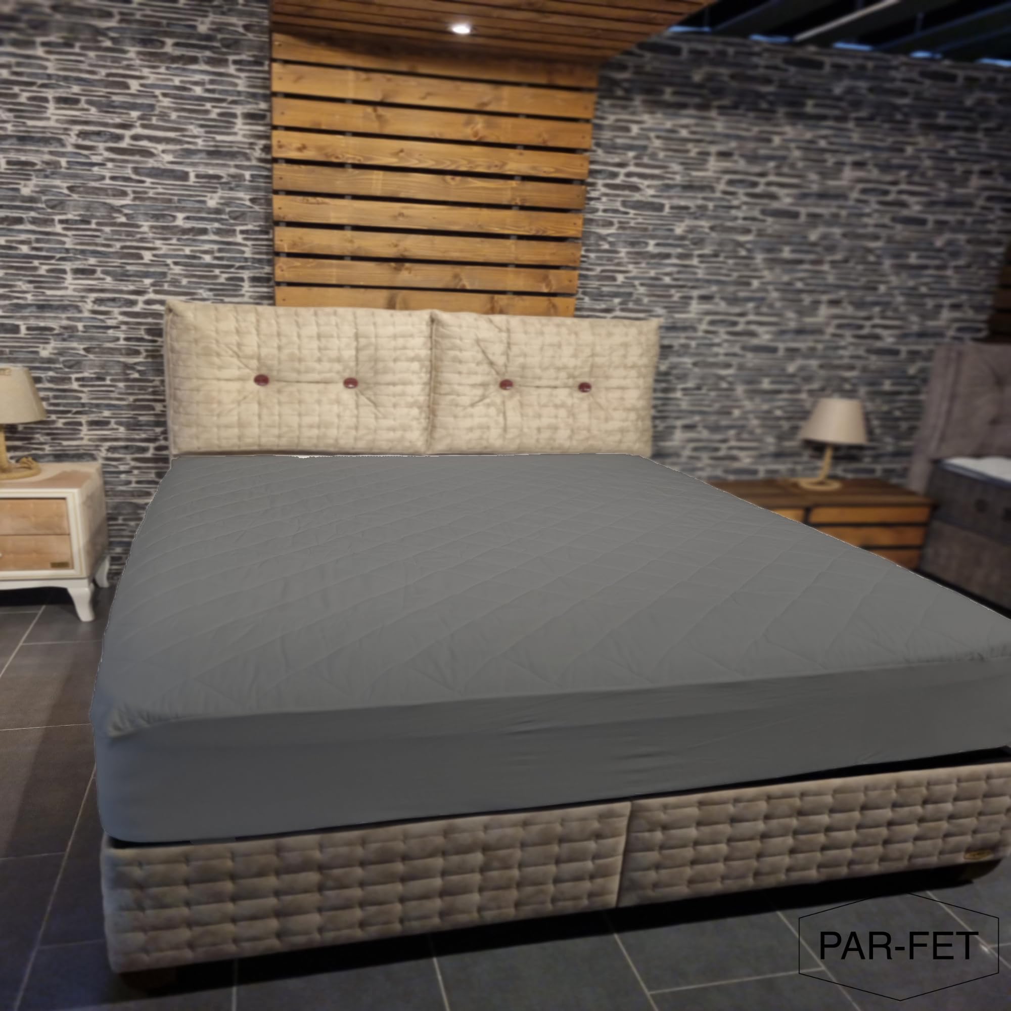 Cotton Mattress Protector, Waterproof, Quilted with Anti-Allergic, Anti Dust Mite, Soft and Quiet, Breathable (Grey, 90 x 190 cm)