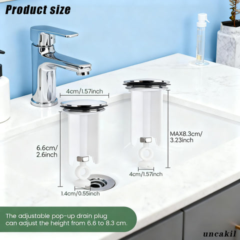 uncakil Universal Sink Plug Bathroom 40mm Pop Up Waste Replacement for Bathroom Basin,Height Adjustable,Easy Install,Made of
