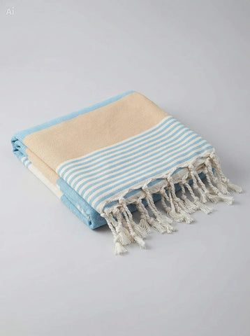 WEFLORIA Turkish Peshtemal Towel – Lightweight Quick Dry Beach & Spa Towel, Oversized Cotton Hammam Towel with Tassels – Travel, Pool, Bath, Sauna