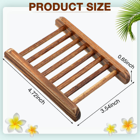 Potchen Bamboo Soap Dish Wooden Hand Craft Soap Case for Shower Rectangular Bathtub Shower Dish Accessories for Home Bathroom Kitchen