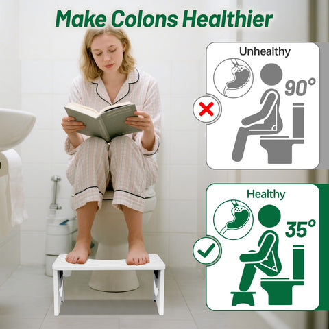 MAIJIAJU White Single Toilet Stool, Foldable Bamboo Squat Step