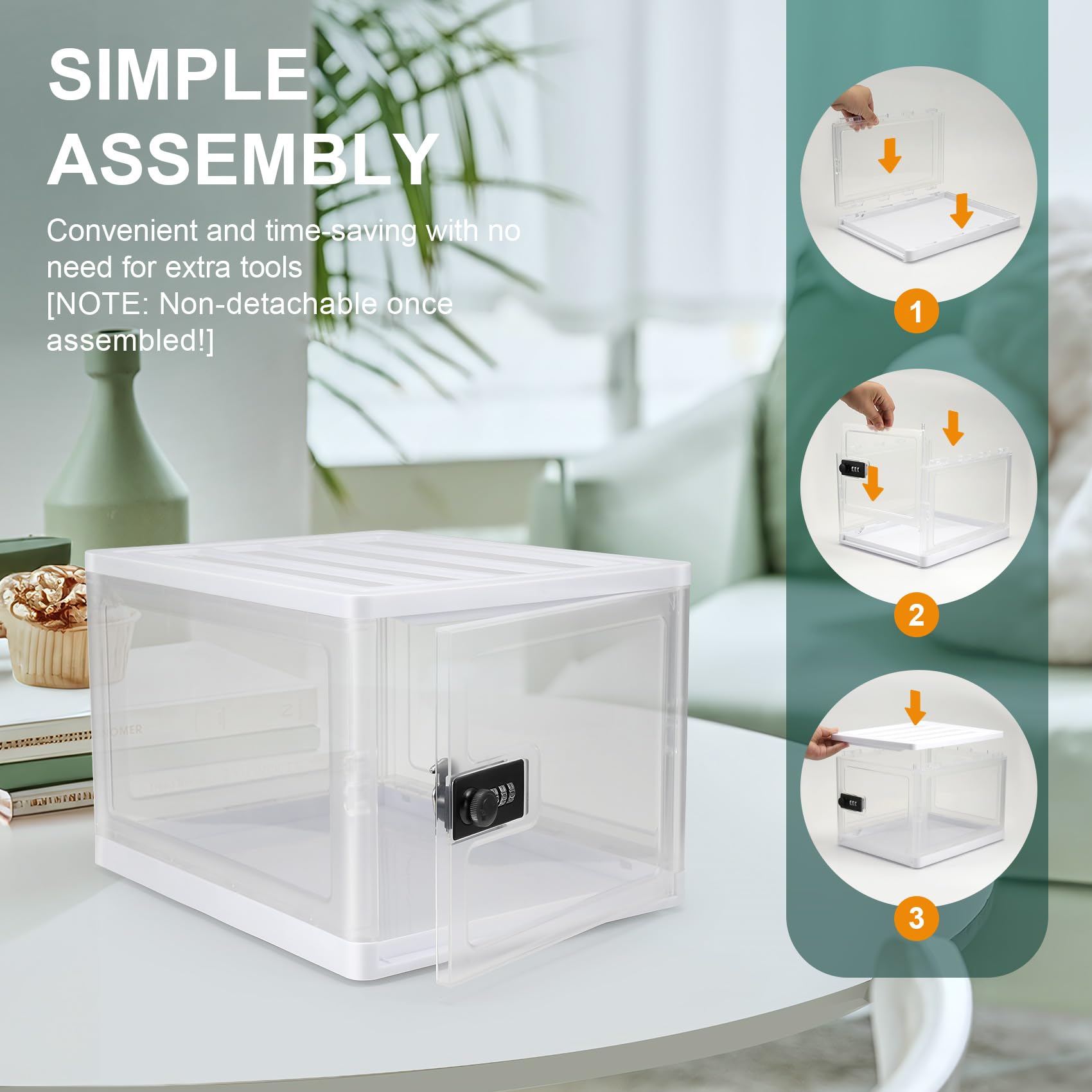 Yocdunm Lockable Medicine Storage Box with Code, 13 L Large Locking Medicine Box for Medication, Snacks, Phone, and Electronics