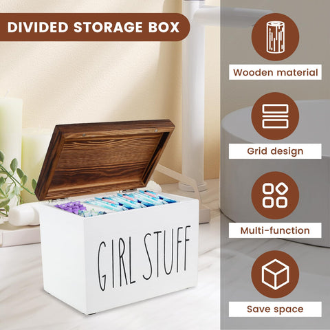 Tampon Holder for Bathroom, Versatile Tampon Storage Pad Organizer, Practical Tampon and Pad Storage Container with Lid