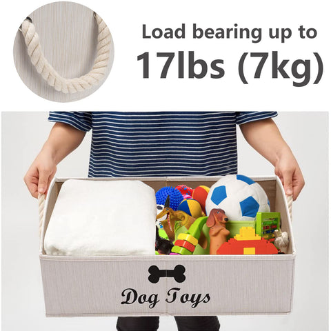 Geyecete Large Dog Toy Basket, Foldable Trapezoid Storage Bin with Handle