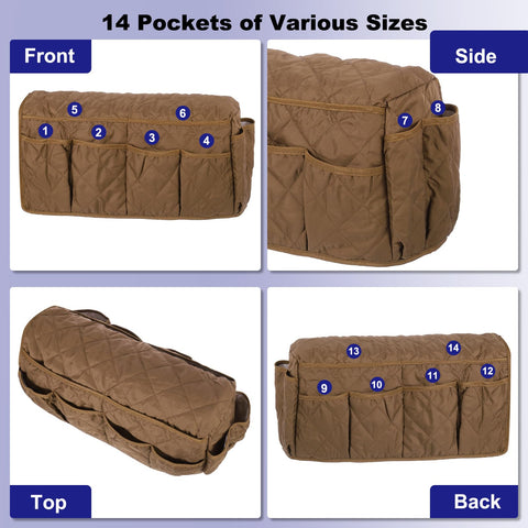 sourcing map Sofa Armrest Organizer Non-Slip Armchair Caddy Waterproof Couch Remote Holder Organizers with 14 Pockets for TV Remote Control Cell