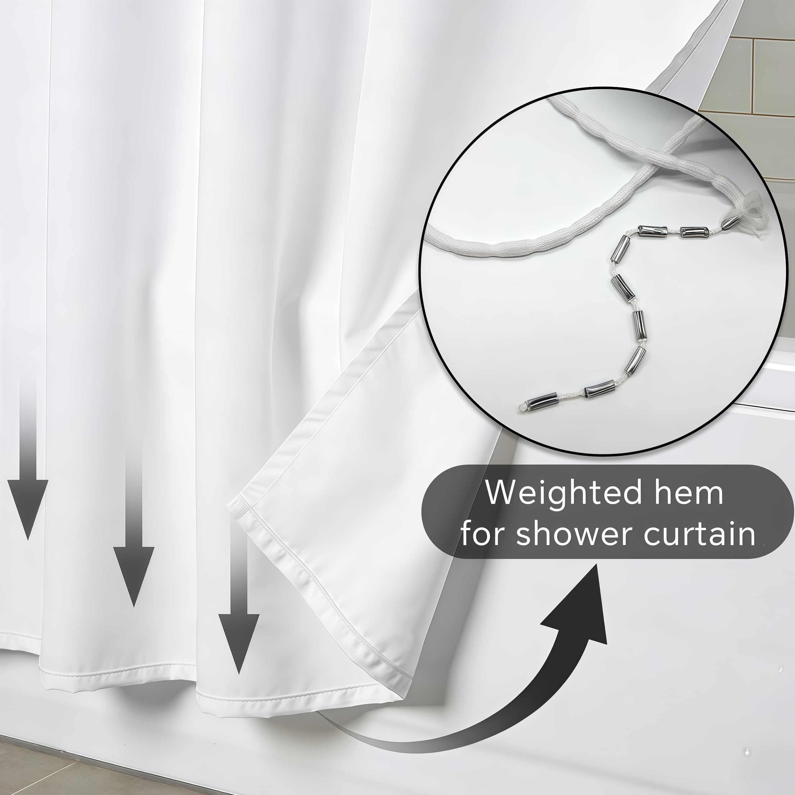 FAIRYGATE White Shower Curtain, 180 x 180 cm