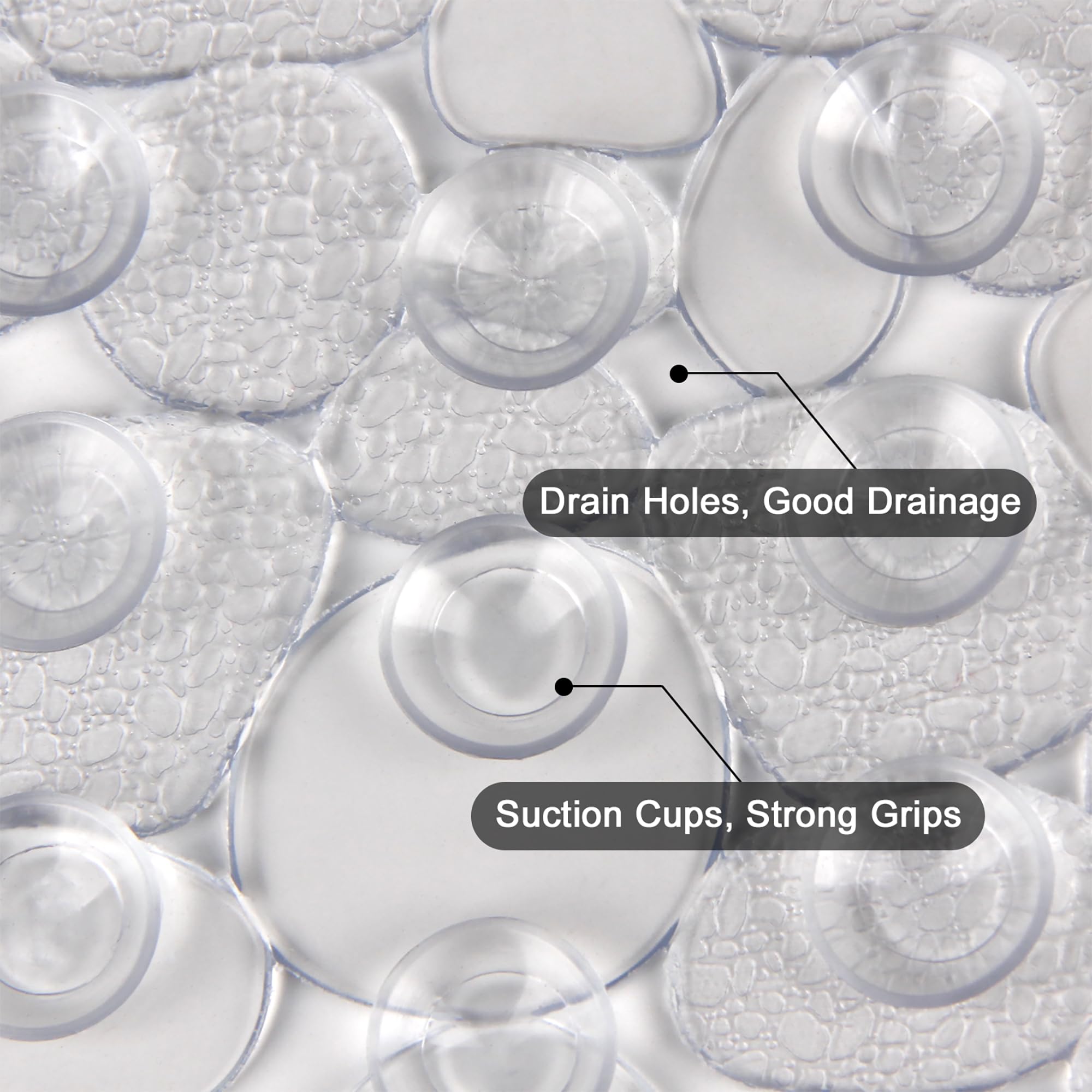 WELTRXE Non Slip Bath Mats for Inside Bath, 69 x 36 cm Clear Pebble Bath Mat Non Slip Anti Mould, Anti Slip Shower Mat