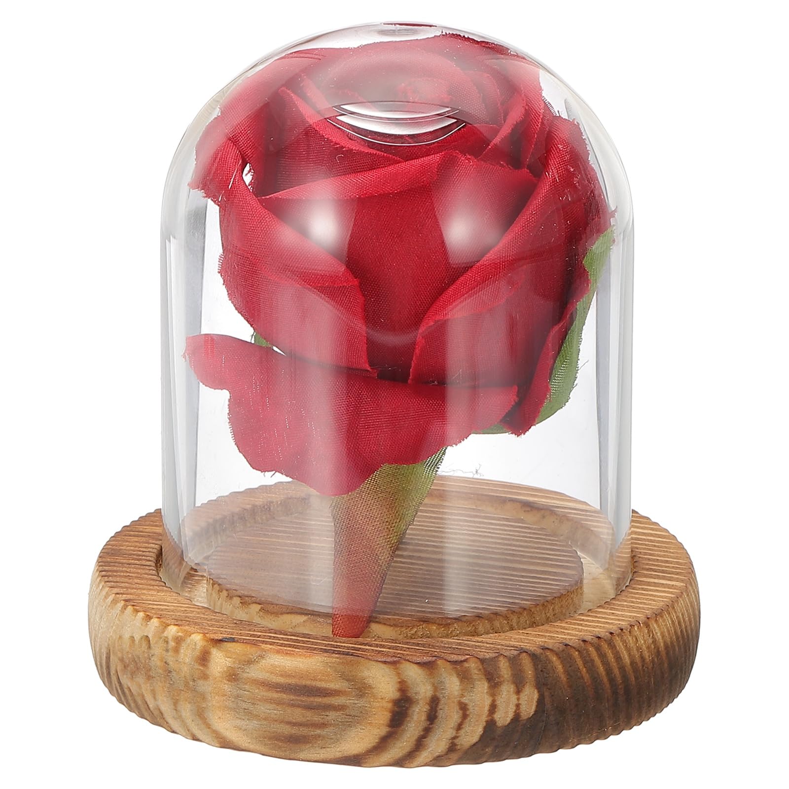 sourcing map Glass Cloche Display Dome, 3.1" x 2.5" Glass Dome Display Case Wood Base Tabletop Jar Case Decorative Bell Jar for Plant Home Decor